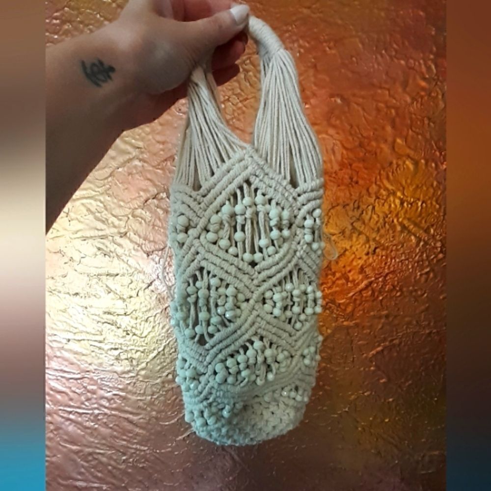 Zara Woven Macrame Bucket Bag
